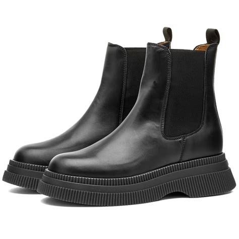 Leather Creeper Chelsea Boots in Black 